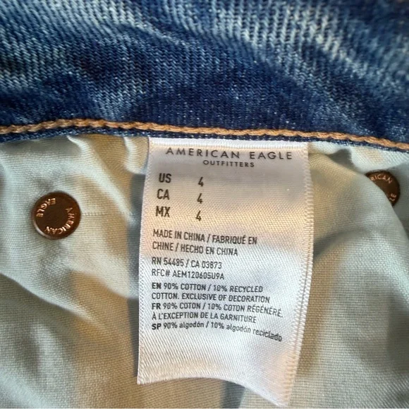 NWT American Eagle Denim Maxi Skirt Size 4 27W Low Rise Front Slit Raw Hem Y2K - Picture 4 of 9